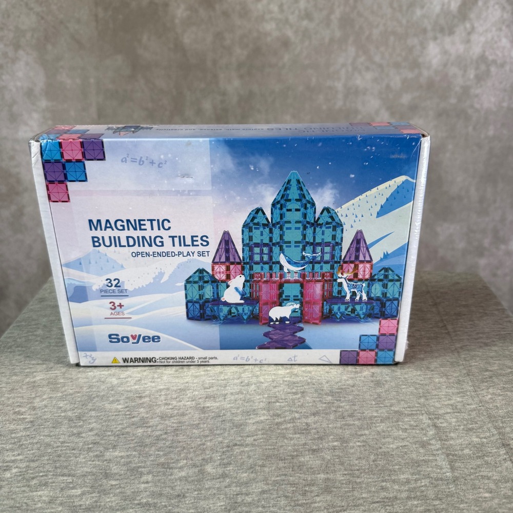 Soyee Magnetic Building Tiles Kids 32pc Blue Pink Frozen Arctic STEM Toy Winter
